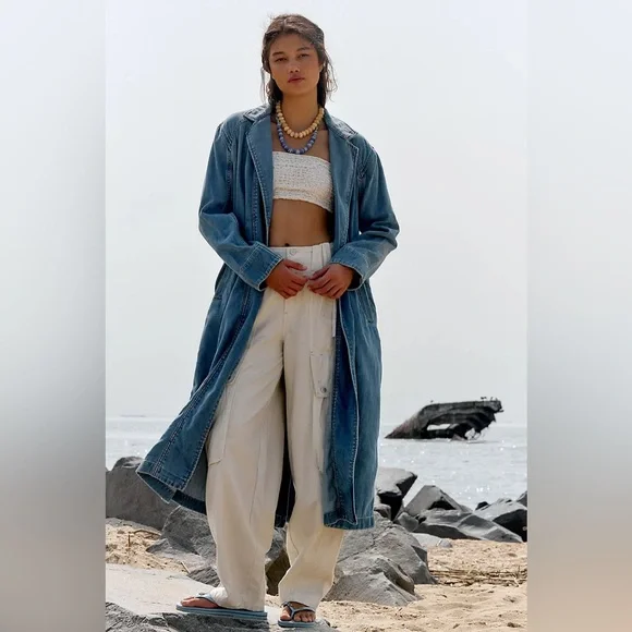 Free People Monique Indigo Duster in Sunlight Blue - Picture 5 of 12